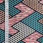 Preview: Afrikanischer Wax Print Stoff Baumwolle BLUE PINK ZIGZAG | Meterware