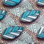 Preview: Afrikanischer Wax Print Stoff Baumwolle BLUE LEAVES | Meterware