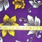 Preview: Afrikanischer Wax Print Stoff Baumwolle PURPLE FLOWERS | Meterware