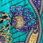 Preview: Afrikanischer Wax Print Stoff Baumwolle TURQUOISE JUNGLE FLOWER | Meterware