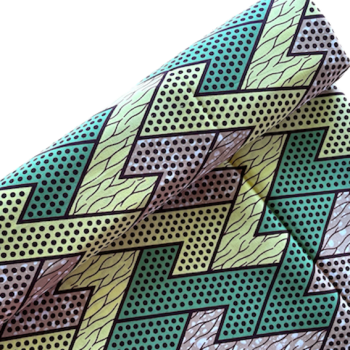 Afrikanischer Wax Print Stoff Baumwolle GREEN ZIGZAG | Meterware