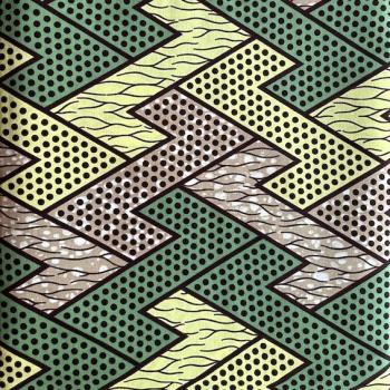 Preview: Afrikanischer Wax Print Stoff Baumwolle GREEN ZIGZAG | Meterware