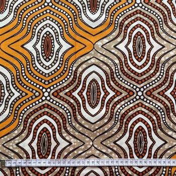 Preview: Afrikanischer Wax Print Stoff Baumwolle ORANGE SHAKY WAVES | Meterware