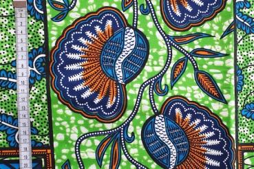 Preview: BLUE-ORANGE-PATCHWORK Waxprint Stoff