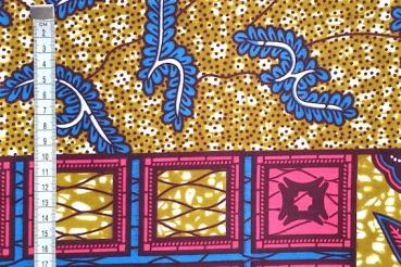 Preview: BLUE-RED-PATCHWORK Waxprint Stoff