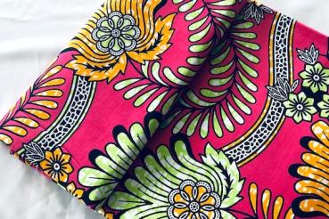 ORANGE-BOUQUET-OF-FLOWERS Waxprint Stoff