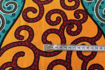 Preview: ORANGE-TURQUOISE-SERPENT Waxprint Stoff