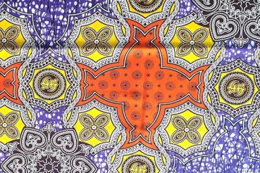 Preview: ORANGE-YELLOW-ORNAMENT Waxprint Stoff