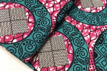 TURQUOISE-SERPENT Waxprint Stoff