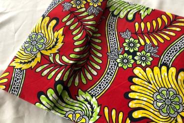 YELLOW-GREEN-BOUQUET-OF-FLOWERS Waxprint Stoff