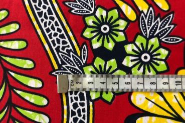 Preview: YELLOW-GREEN-BOUQUET-OF-FLOWERS Waxprint Stoff