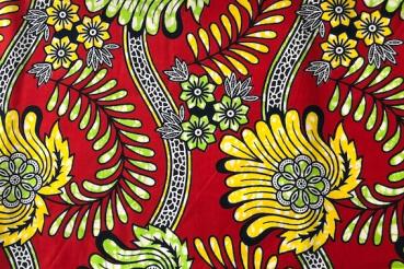 Preview: YELLOW-GREEN-BOUQUET-OF-FLOWERS Waxprint Stoff