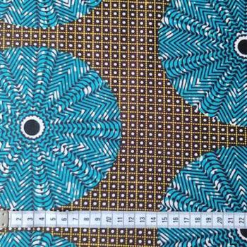 Preview: Afrikanischer Wax Print Stoff Baumwolle BLUE CIRCLE | Meterware