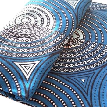 Afrikanischer Wax Print Stoff Baumwolle BLUE CIRCLES | Meterware