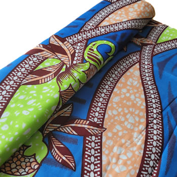 Afrikanischer Wax Print Stoff Baumwolle BLUE JUNGLE FLOWER | Meterware