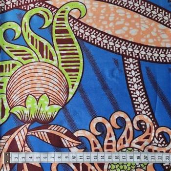 Preview: Afrikanischer Wax Print Stoff Baumwolle BLUE JUNGLE FLOWER | Meterware