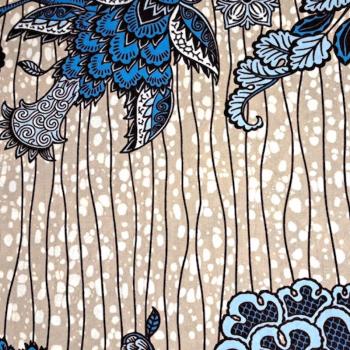 Afrikanischer Wax Print Stoff Baumwolle BLUE ORIENTAL FLOWERS | Meterware