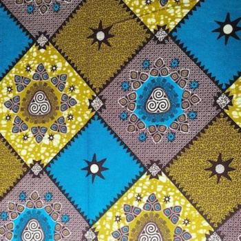 Preview: Afrikanischer Wax Print Stoff Baumwolle BLUE ORIENTAL MOSAIC | Meterware