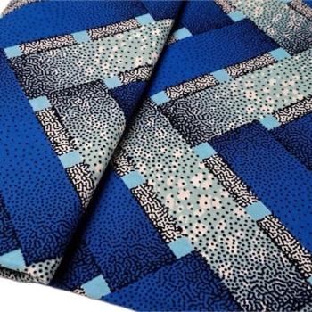 Afrikanischer Wax Print Stoff Baumwolle BLUE TILES | Meterware