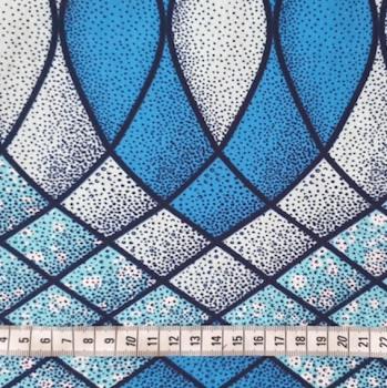 Preview: Afrikanischer Wax Print Stoff Baumwolle BLUE WAVES | Meterware