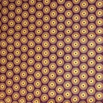 Preview: BROWN DANDELION Afrikanischer-Shweshwe-Stoff-