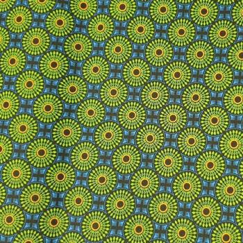 Preview: DISCO BLUE CIRCLE Afrikanischer-Shweshwe-Stoff-