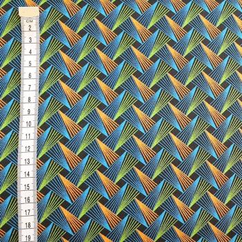 Preview: DISCO-BLUE-FAN-PATTERN-Afrikanischer-Shweshwe-Stoff