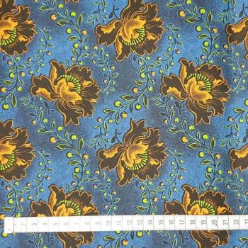 Preview: DISCO BLUE FLOWER Afrikanischer-Shweshwe-Stoff-