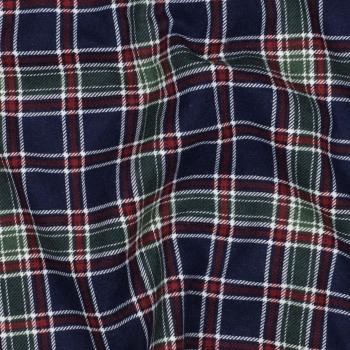 Preview: Flanell Baumwolle Dunkelblau Grün Karo