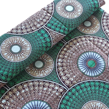 Afrikanischer Wax Print Stoff Baumwolle GREEN CIRCLE | Meterware