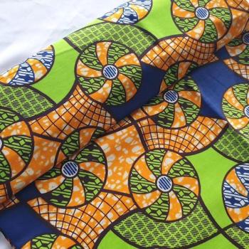 Afrikanischer Wax Print Stoff Baumwolle LIME SUMMER FAN | Meterware