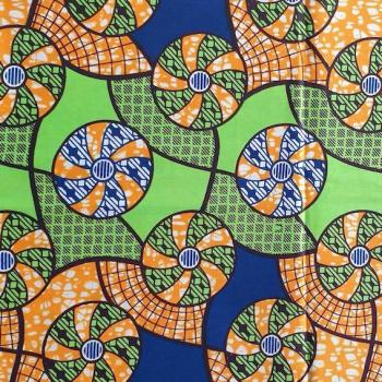 Preview: Afrikanischer Wax Print Stoff Baumwolle LIME SUMMER FAN | Meterware