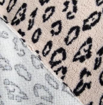 Preview: Teddyplüsch Fleece Leopard Hellbeige