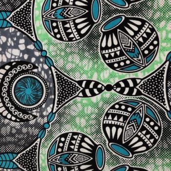 Preview: Afrikanischer Wax Print Stoff Baumwolle MINT ORNAMENT | Meterware