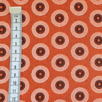 Preview: ORANGE-DOTS-Afrikanischer-Shweshwe-Stoff-