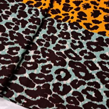 Preview: Afrikanischer Wax Print Stoff Baumwolle ORANGE LEOPARD | Meterware