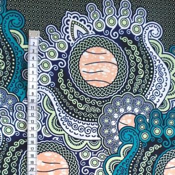 Preview: Afrikanischer Wax Print Stoff Baumwolle ORIENTAL PETROL | Meterware