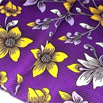 Afrikanischer Wax Print Stoff Baumwolle PURPLE FLOWERS | Meterware