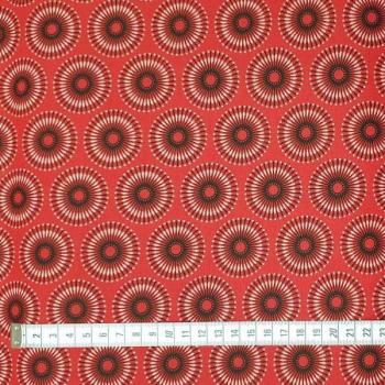 Preview: RED DANDELION-Afrikanischer-Shweshwe-Stoff-