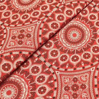 RED ORNAMENT Afrikanischer-Shweshwe-Stoff-