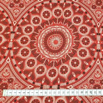 Preview: RED ORNAMENT Afrikanischer-Shweshwe-Stoff-