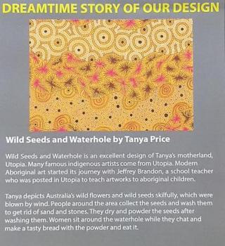 Preview: RED WILD SEED & WATERHOLE Aborigines Stoff aus Australien