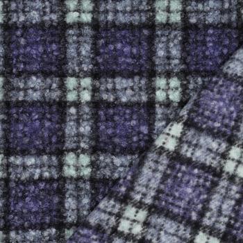 Strick-Bouclé Karo – Blau Mint | Meterware