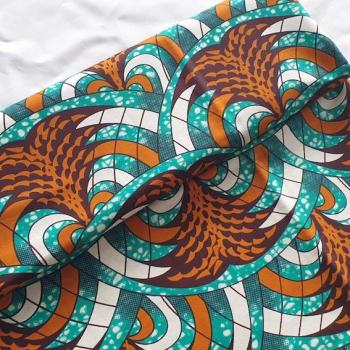 Afrikanischer Wax Print Stoff Baumwolle TURQUOISE CHRISTMAS TREE | Meterware