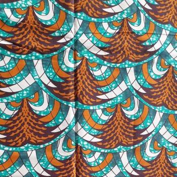 Preview: Afrikanischer Wax Print Stoff Baumwolle TURQUOISE CHRISTMAS TREE | Meterware