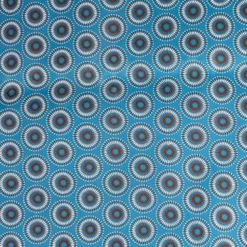 Preview: TURQUOISE DANDELION Afrikanischer-Shweshwe-Stoff