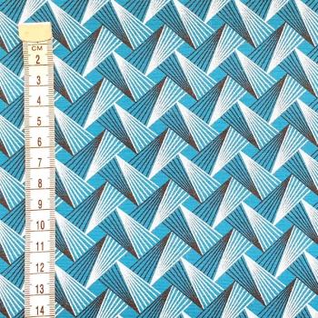 Preview: TURQUOISE-FAN-PATTERN-Afrikanischer-Shweshwe-Stoff