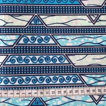 Preview: Afrikanischer Wax Print Stoff Baumwolle TURQUOISE WAVE | Meterware