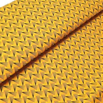 YELLOW FAN PATTERN Afrikanischer-Shweshwe-Stoff-