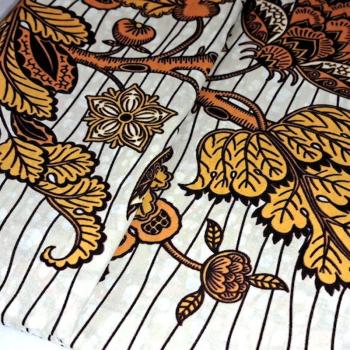 Afrikanischer Wax Print Stoff Baumwolle YELLOW ORIENTAL FLOWERS | Meterware